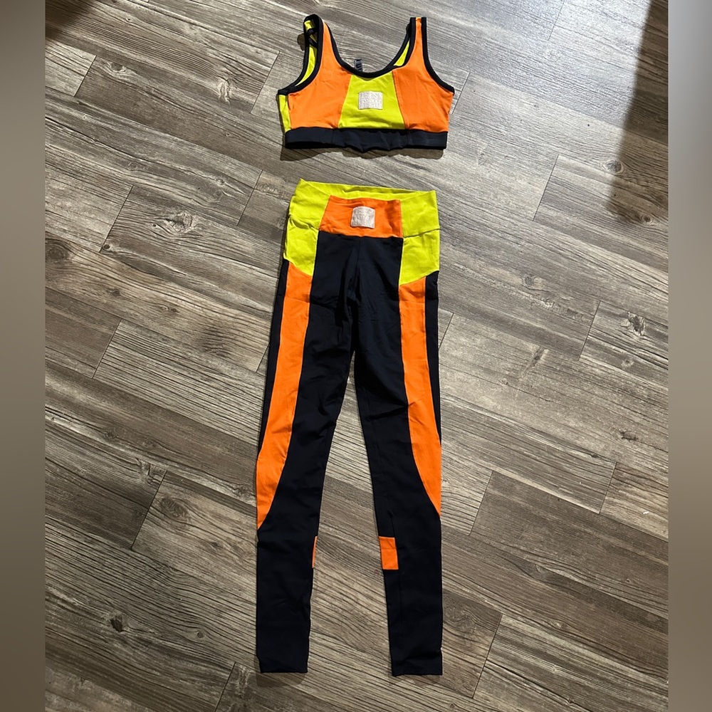 Colorblock Leggings - Orange and Yellow